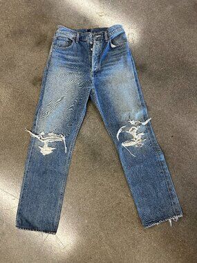 AGOLDE '90s Pinch Waist Ripped High Waist Straight Leg Jeans (Size 28)